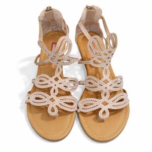 Unionbay Nude Rhinestone Gladiator Sandals w/ Back Zip – NIB –